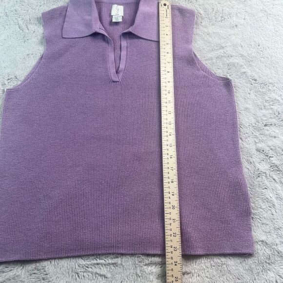 JOIE Knit Top Womens XL Purple Collared Sleeveless Soft Vneck Vest - Picture 7 of 10